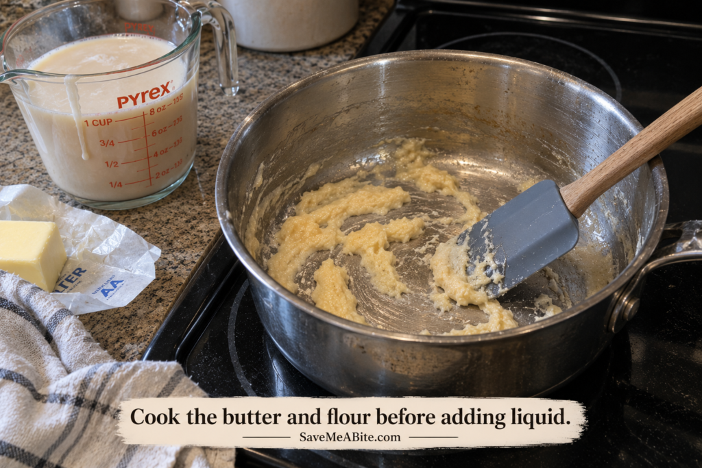 Cook butter and flour before adding liquid
